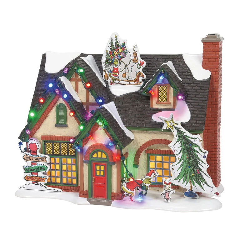 Enesco Original Snow Village Dr. Seuss The Grinch House With Lights, 7.2" 3 Enesco Original Snow Village Dr. Seuss The Grinch House With Lights, 7.2"