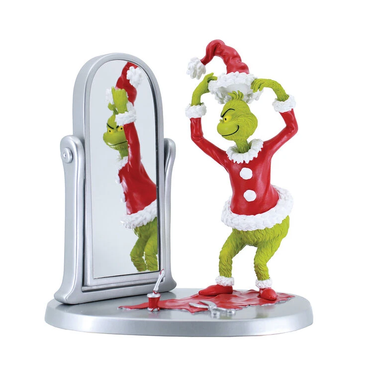 Enesco Dr. Seuss Grinch Posing At Mirror Figurine, 7.3" 3 Enesco Dr. Seuss Grinch Posing At Mirror Figurine, 7.3"