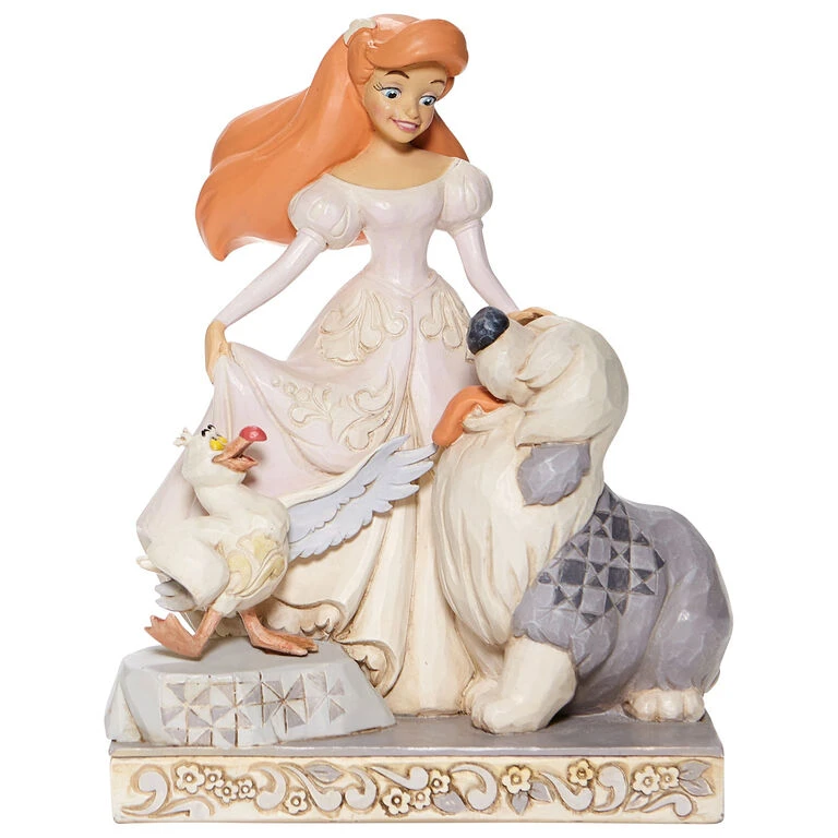 Enesco Jim Shore Disney Ariel, Scuttle And Max White Woodland Figurine, 7.75" 3 Enesco Jim Shore Disney Ariel, Scuttle And Max White Woodland Figurine, 7.75"
