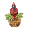 Enesco Jim Shore Heartwood Creek Cardinal On Jingle Bell Mini Figurine, 3.54"