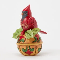 Enesco Jim Shore Heartwood Creek Cardinal On Jingle Bell Mini Figurine, 3.54" -Hallmark Jim Shore Cardinal Perched on Jingle Bell Figurine 6017279 03
