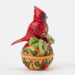 Enesco Jim Shore Heartwood Creek Cardinal On Jingle Bell Mini Figurine, 3.54" -Hallmark Jim Shore Cardinal Perched on Jingle Bell Figurine 6017279 05