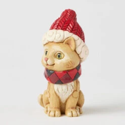 Enesco Jim Shore Heartwood Creek Holiday Cat Figurine, 4.1" -Hallmark Jim Shore Cat With Plaid Scarf and Santa Hat Figurine 6017029 04
