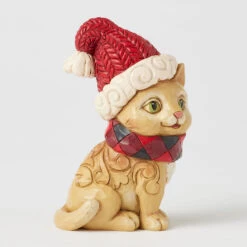 Enesco Jim Shore Heartwood Creek Holiday Cat Figurine, 4.1" -Hallmark Jim Shore Cat With Plaid Scarf and Santa Hat Figurine 6017029 05
