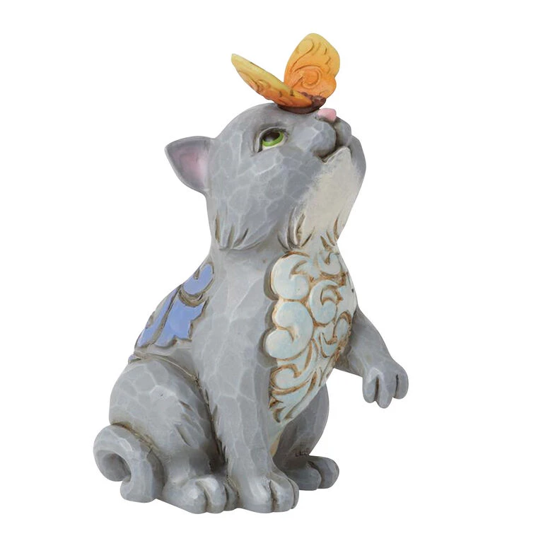 Enesco Jim Shore Cat And Butterfly Mini Figurine, 3.2" 3 Enesco Jim Shore Cat And Butterfly Mini Figurine, 3.2"
