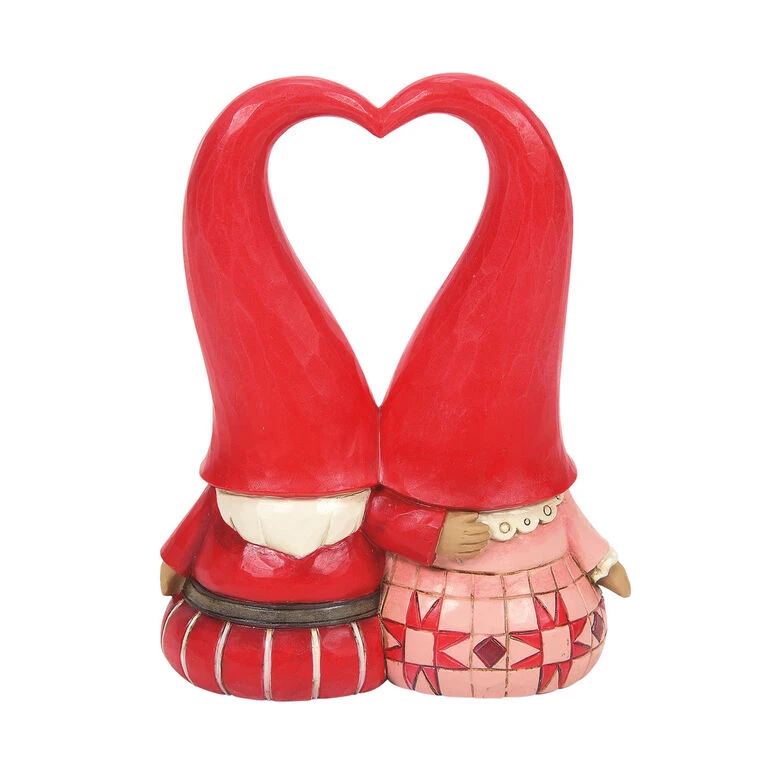 Enesco Jim Shore Gnome Couple With Heart Hats Figurine, 4" 4 Enesco Jim Shore Gnome Couple With Heart Hats Figurine, 4" - Image 2