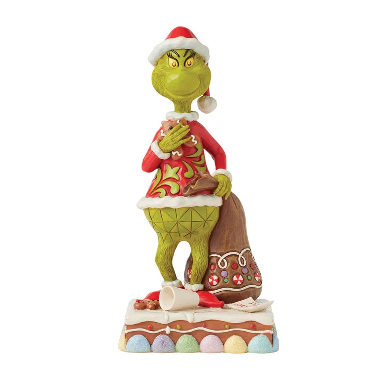 Enesco Jim Shore Grinch With Presents Eating Gingerbread Figurine, 8" 3 Enesco Jim Shore Grinch With Presents Eating Gingerbread Figurine, 8"