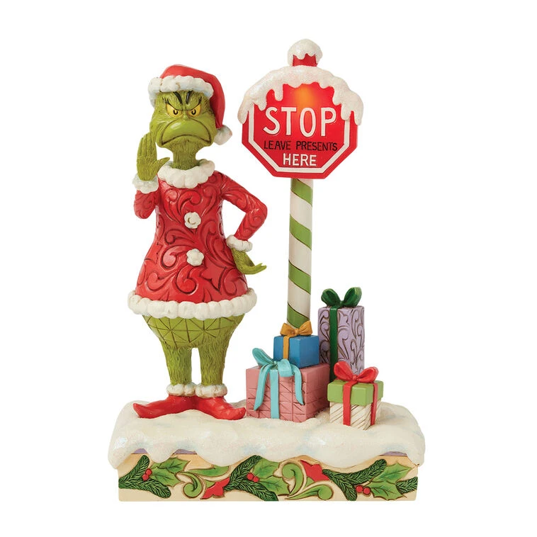 Enesco Jim Shore Grinch By Light-Up Stop Sign Figurine, 9.3" 4 Enesco Jim Shore Grinch By Light-Up Stop Sign Figurine, 9.3" - Image 2