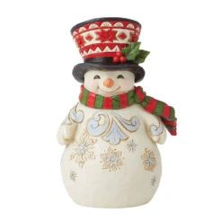 Enesco Jim Shore Pint-Sized Snowman With Festive Top Hat Figurine, 5.1"