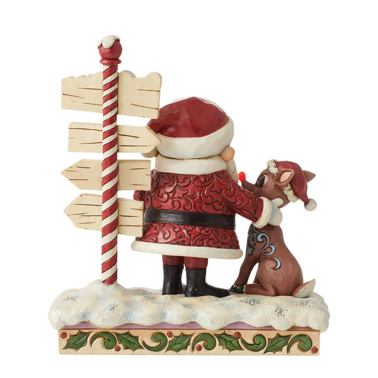 Enesco Jim Shore Rudolph, Santa And North Pole Sign Figurine, 7.68" 4 Enesco Jim Shore Rudolph, Santa And North Pole Sign Figurine, 7.68" - Image 2