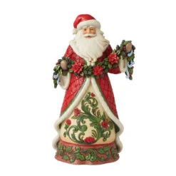 Enesco Jim Shore Santa With Poinsettia Garland Figurine, 12.2"