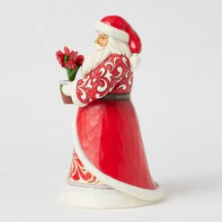 Enesco Jim Shore Heartwood Creek Santa With Blooming Amaryllis Figurine, 8.35" -Hallmark Jim Shore Santa Holding Amaryllis Flower Figurine 6017005 03