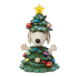 Enesco Jim Shore Peanuts Snoopy As Christmas Tree With Light Figurine, 5.5"