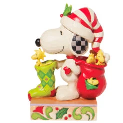 Enesco Jim Shore Peanuts Snoopy And Woodstock With Stocking Figurine, 7" -Hallmark Jim Shore Snoopy Woodstock With Stocking Figurine 6008957 03