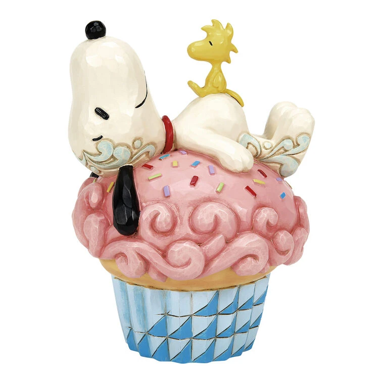 Enesco Jim Shore Peanuts Snoopy And Woodstock On Cupcake Figurine, 5.3" 3 Enesco Jim Shore Peanuts Snoopy And Woodstock On Cupcake Figurine, 5.3"