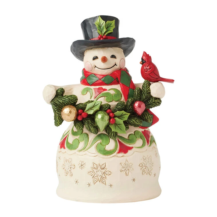 Enesco Jim Shore Heartwood Creek Snowman With Garland And Cardinal Figurine, 8.75" 3 Enesco Jim Shore Heartwood Creek Snowman With Garland And Cardinal Figurine, 8.75"