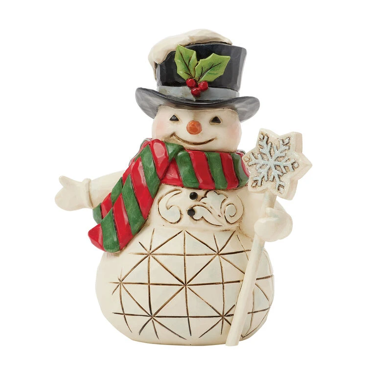 Enesco Jim Shore Heartwood Creek Snowman With Snowflake Cane Mini Figurine, 3.82" 3 Enesco Jim Shore Heartwood Creek Snowman With Snowflake Cane Mini Figurine, 3.82"