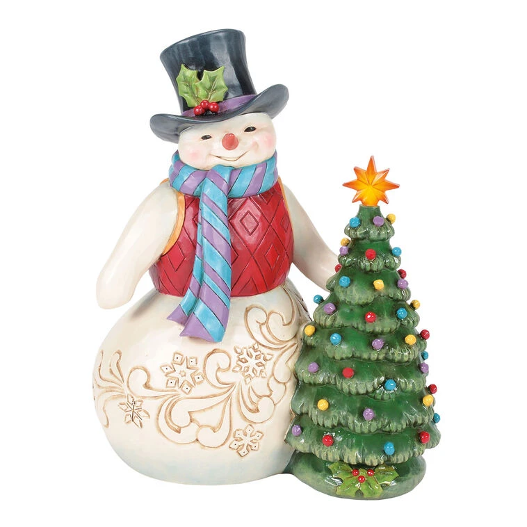 Enesco Jim Shore Heartwood Creek Snowman With Vintage Light-Up Tree Figurine, 8.5" 3 Enesco Jim Shore Heartwood Creek Snowman With Vintage Light-Up Tree Figurine, 8.5"