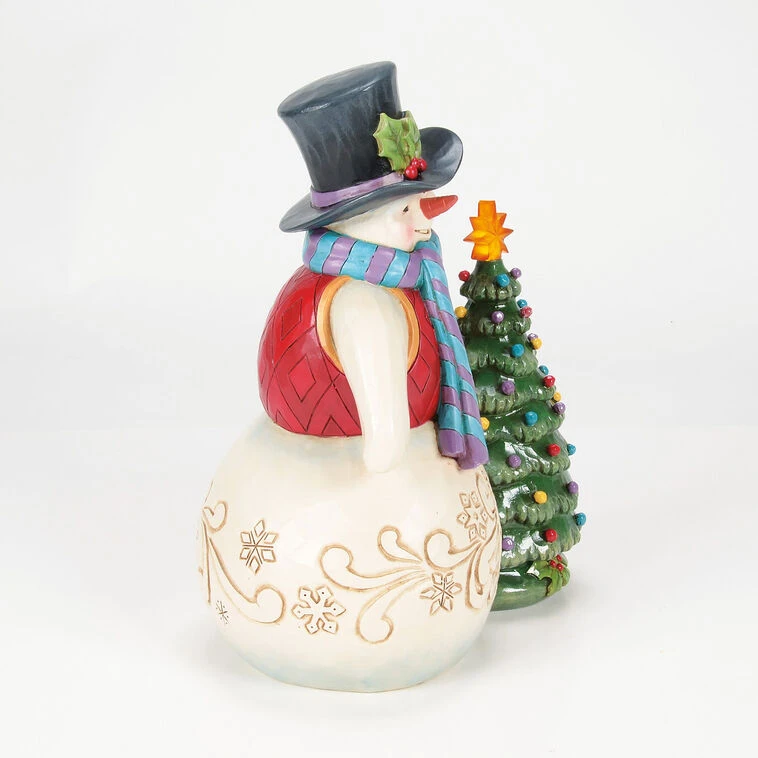 Enesco Jim Shore Heartwood Creek Snowman With Vintage Light-Up Tree Figurine, 8.5" 6 Enesco Jim Shore Heartwood Creek Snowman With Vintage Light-Up Tree Figurine, 8.5" - Image 4