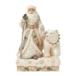 Enesco Jim Shore Woodland Santa With Polar Bear Figurine, 10.24"