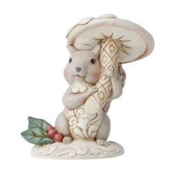 Enesco Jim Shore White Woodland Squirrel With Mushroom Figurine, 4"