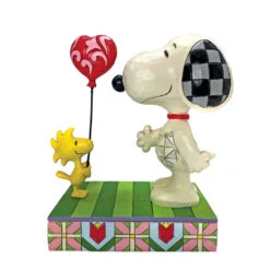 Enesco Jim Shore Peanuts Woodstock And Snoopy Heart Balloon Figurine, 5"