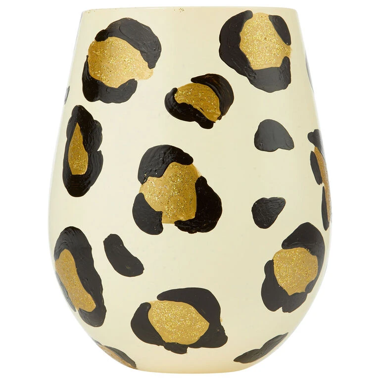 Enesco Lolita Leopard Handpainted Stemless Wine Glass, 20 Oz. 3 Enesco Lolita Leopard Handpainted Stemless Wine Glass, 20 Oz.
