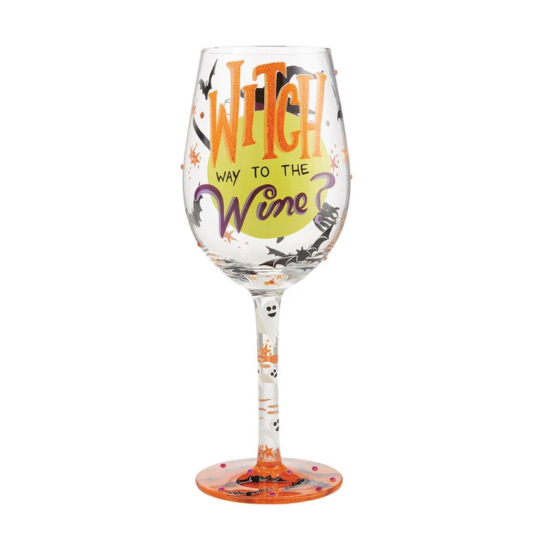 Enesco Lolita Witch Way To The Wine Glass, 15 Oz. 2 Enesco Lolita Witch Way To The Wine Glass, 15 Oz.