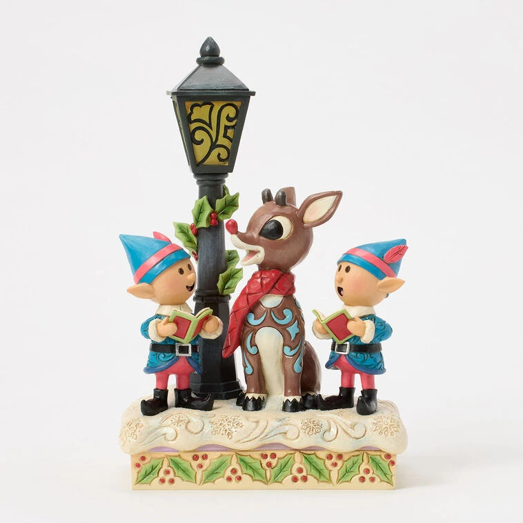 Enesco Jim Shore Rudolph And Elves Caroling Light-Up Figurine, 8.4" 4 Enesco Jim Shore Rudolph And Elves Caroling Light-Up Figurine, 8.4" - Image 2