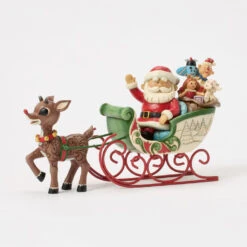 Enesco Jim Shore Rudolph Pulling Santa In Sleigh Figurine, 5" 9 Enesco Jim Shore Rudolph Pulling Santa In Sleigh Figurine, 5" -Hallmark Rudolph the RedNosed Reindeer and Santa Figurine 6017194 03