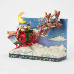 Enesco Jim Shore Heartwood Creek Santa Sleigh Musical Figurine With Light, 11.4" -Hallmark Santa Sleigh With LightUp Moon Musical Figurine 6017012 04