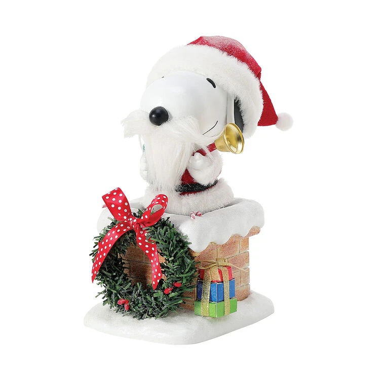 Enesco Peanuts Santa Snoopy In Chimney Figurine, 8" 3 Enesco Peanuts Santa Snoopy In Chimney Figurine, 8"