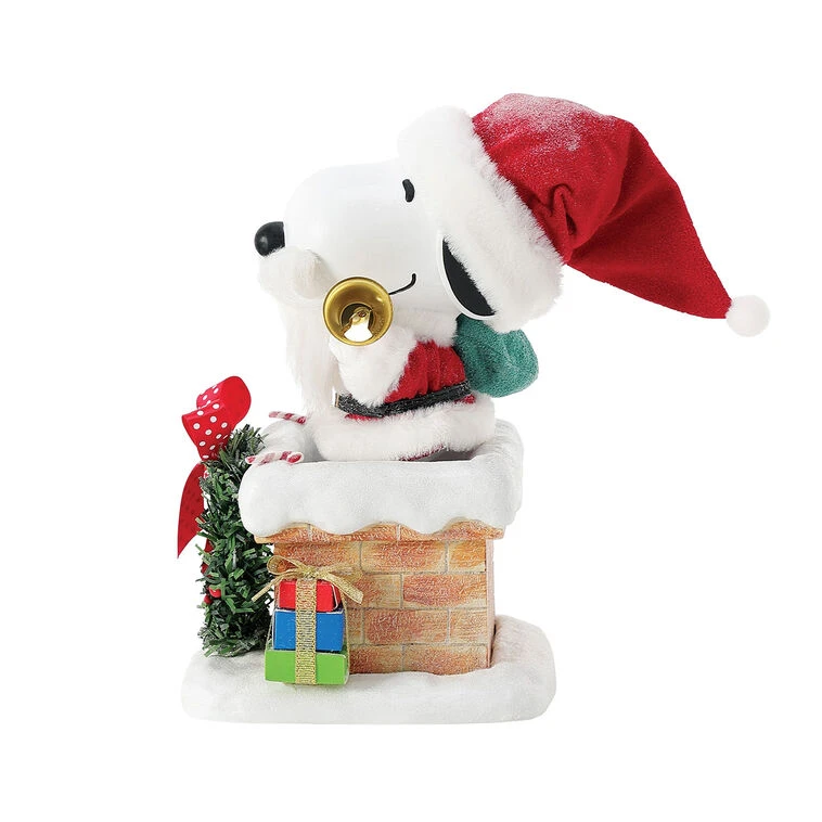 Enesco Peanuts Santa Snoopy In Chimney Figurine, 8" 5 Enesco Peanuts Santa Snoopy In Chimney Figurine, 8" - Image 3