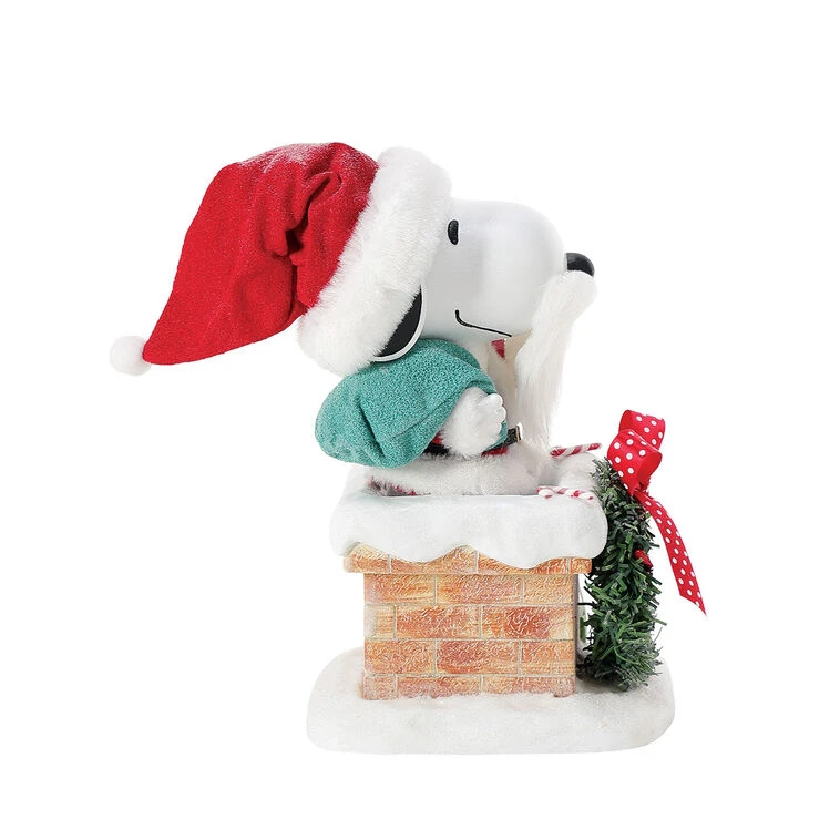 Enesco Peanuts Santa Snoopy In Chimney Figurine, 8" 6 Enesco Peanuts Santa Snoopy In Chimney Figurine, 8" - Image 4