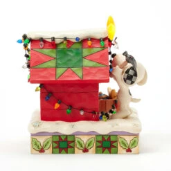 Enesco Jim Shore Peanuts Snoopy Decorating Doghouse Light-Up Figurine, 6.3" -Hallmark Snoopy Decorates Doghouse for Holidays Figurine 6017241 04