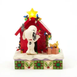 Enesco Jim Shore Peanuts Snoopy Decorating Doghouse Light-Up Figurine, 6.3" -Hallmark Snoopy Decorates Doghouse for Holidays Figurine 6017241 06