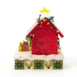Enesco Jim Shore Peanuts Snoopy Decorating Doghouse Light-Up Figurine, 6.3" -Hallmark Snoopy Decorates Doghouse for Holidays Figurine 6017241 07