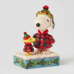 Enesco Jim Shore Peanuts Snoopy And Woodstock In Puffer Coats Figurine, 5.5" -Hallmark Snoopy and Woodstock in Plaid Puffer Coats Figurine 6017234 03