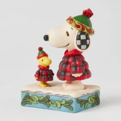Enesco Jim Shore Peanuts Snoopy And Woodstock In Puffer Coats Figurine, 5.5" -Hallmark Snoopy and Woodstock in Plaid Puffer Coats Figurine 6017234 04