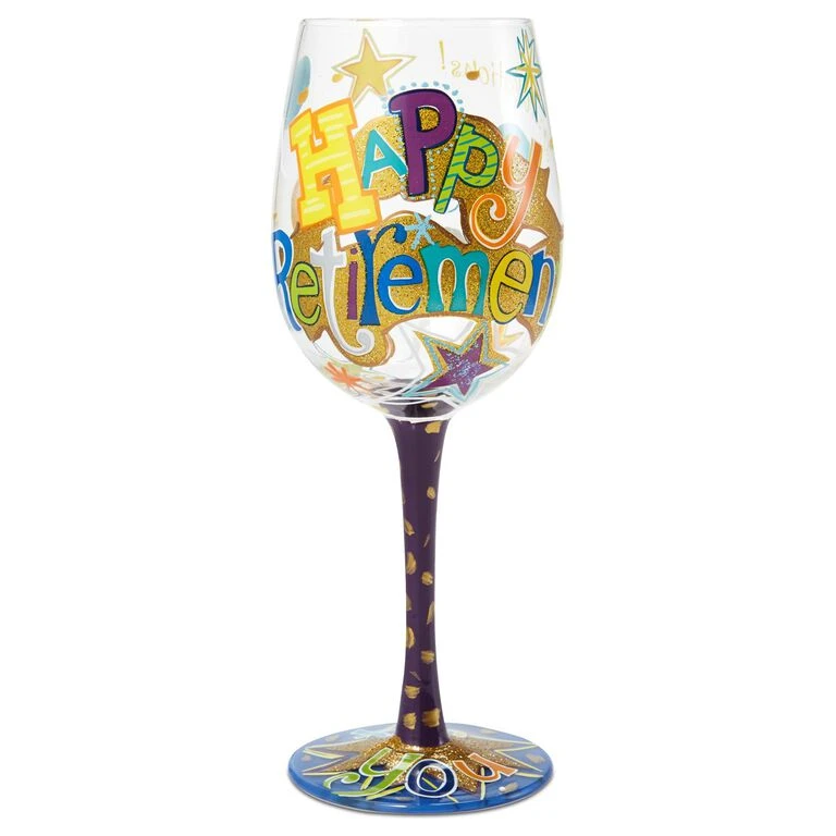 Enesco Lolita® Happy Retirement Handpainted Wine Glass, 15 Oz. 3 Enesco Lolita® Happy Retirement Handpainted Wine Glass, 15 Oz.